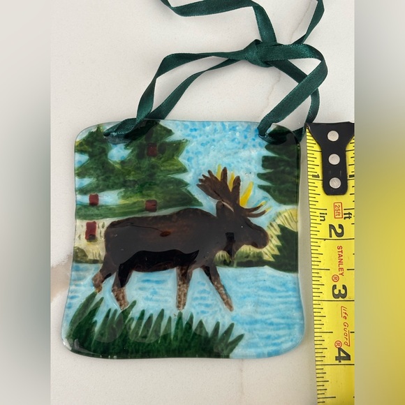 Moose Ornament with Ribbon Suncatcher 4” by 4” - Picture 4 of 4